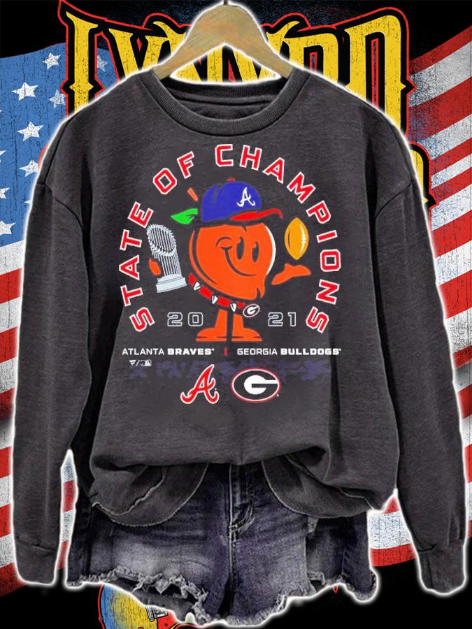Georgia Bulldogs X Atlanta Braves State Of Champions Peach 2021 Shirt