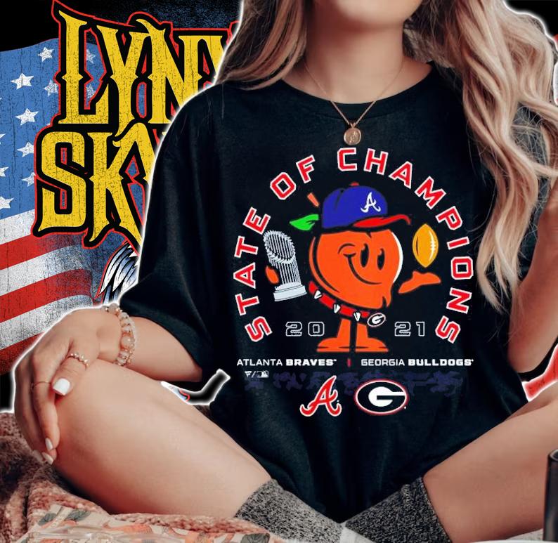 Georgia Bulldogs X Atlanta Braves State Of Champions Peach 2021 Shirt