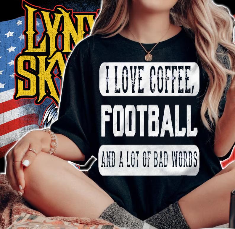 I Love Coffee Football And Bad Words  Funny Saying Shirt woman shirt