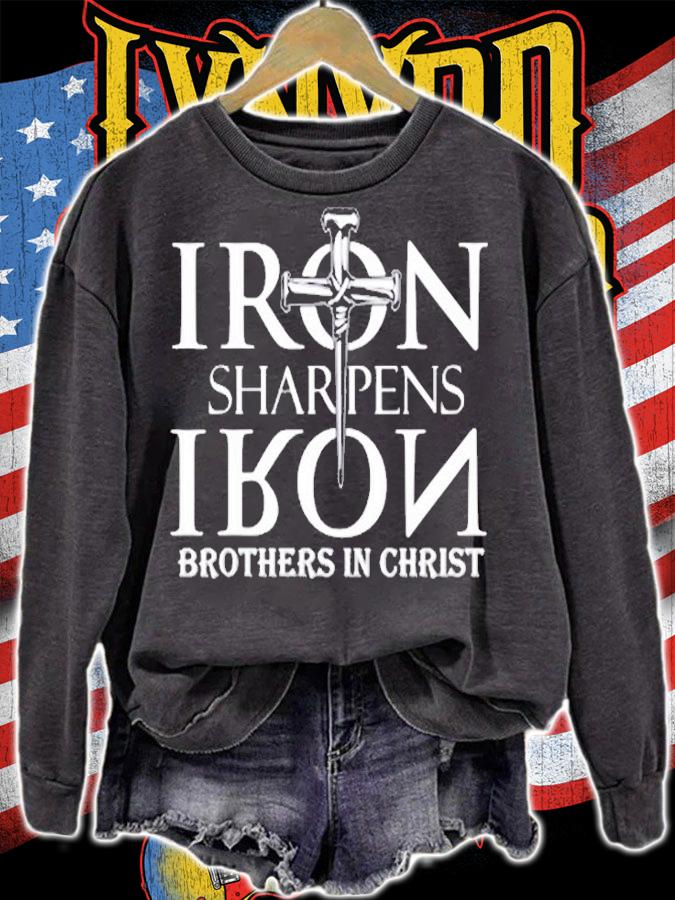 Jesus Cross Iron Sharpens Iron Quote Saying Christian T-Shirt sweatshirt