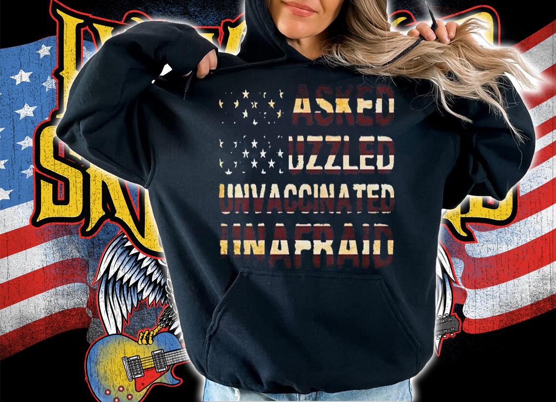 Unmasked Unmuzzled Unvaccinated Unafraid USA Flag Retro T-Shirt hoodie