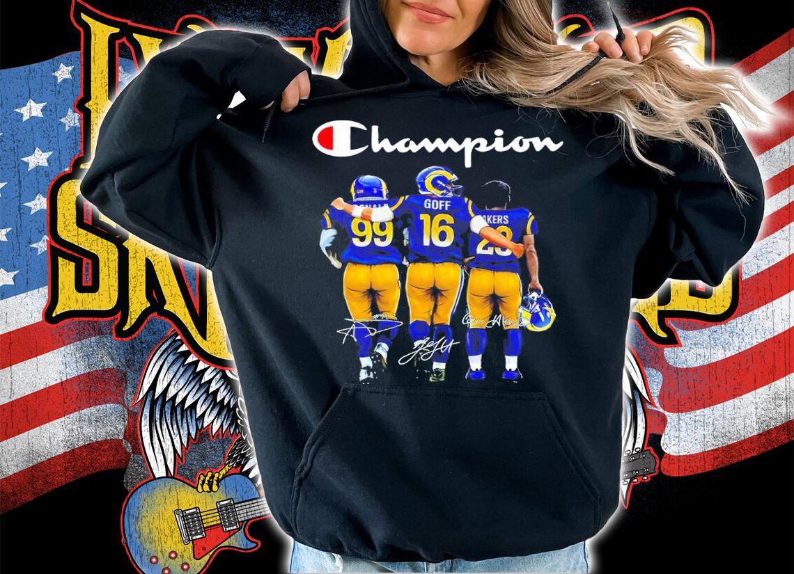 Los Angeles Rams Aaron Charles Donald Vs Jared Goff And Cam Akers Signatures Shirt
