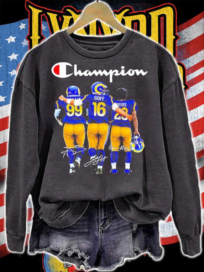 Los Angeles Rams Aaron Charles Donald Vs Jared Goff And Cam Akers Signatures Shirt