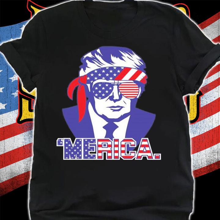 Patriot Clothing Trump Merica Sunglasses US Flag T-Shirt
