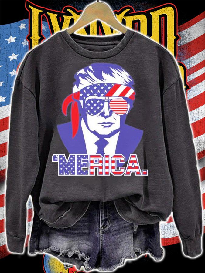 Patriot Clothing Trump Merica Sunglasses US Flag T-Shirt