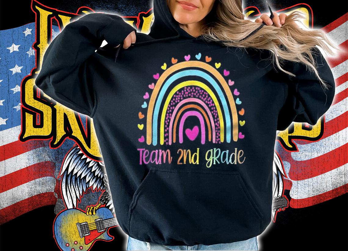 Second Team 2Nd Grade Teacher Rainbow Shirt