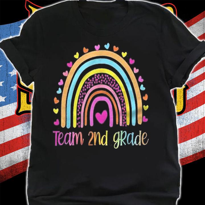 Second Team 2Nd Grade Teacher Rainbow Shirt