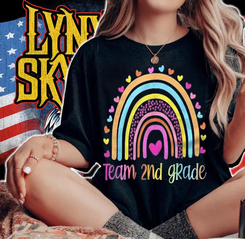 Second Team 2Nd Grade Teacher Rainbow Shirt