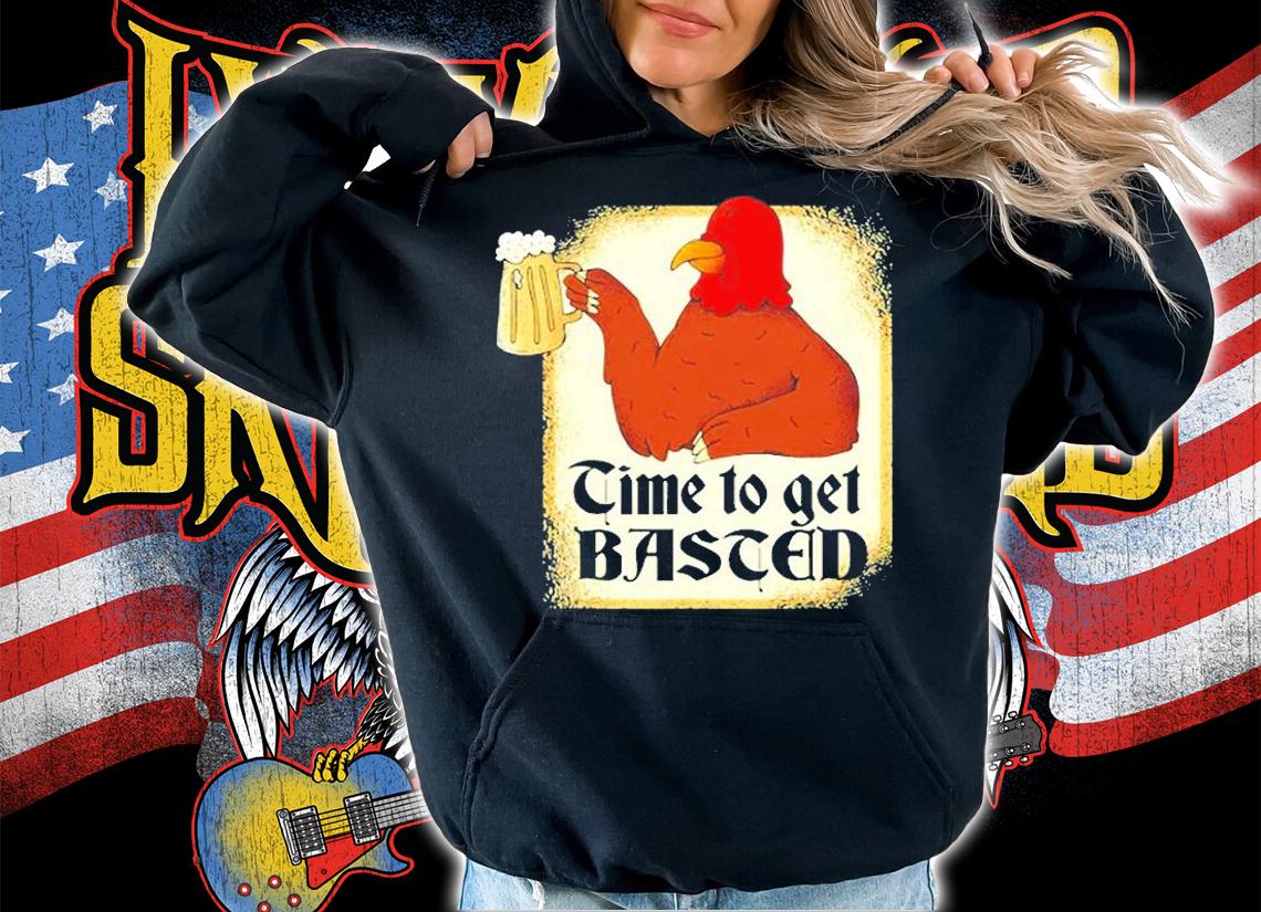 Vintage Turkey Time To Get Basted Funny Thanksgiving Mens T-Shirt hoodie