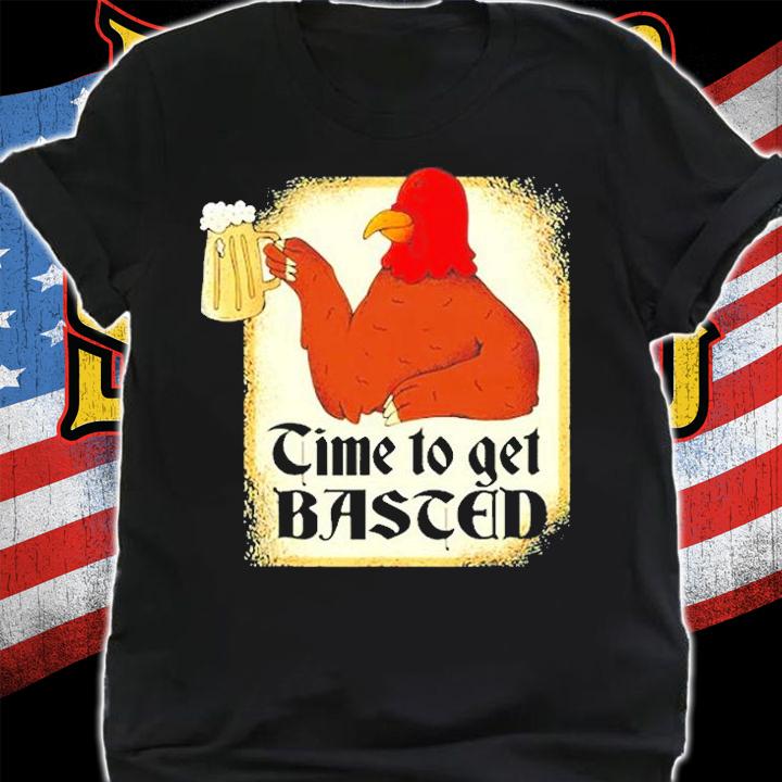 Vintage Turkey Time To Get Basted Funny Thanksgiving Mens T-Shirt shirt