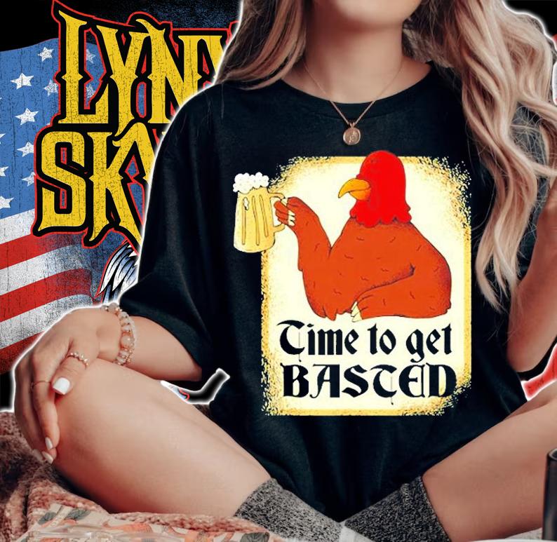 Vintage Turkey Time To Get Basted Funny Thanksgiving Mens T-Shirt woman shirt
