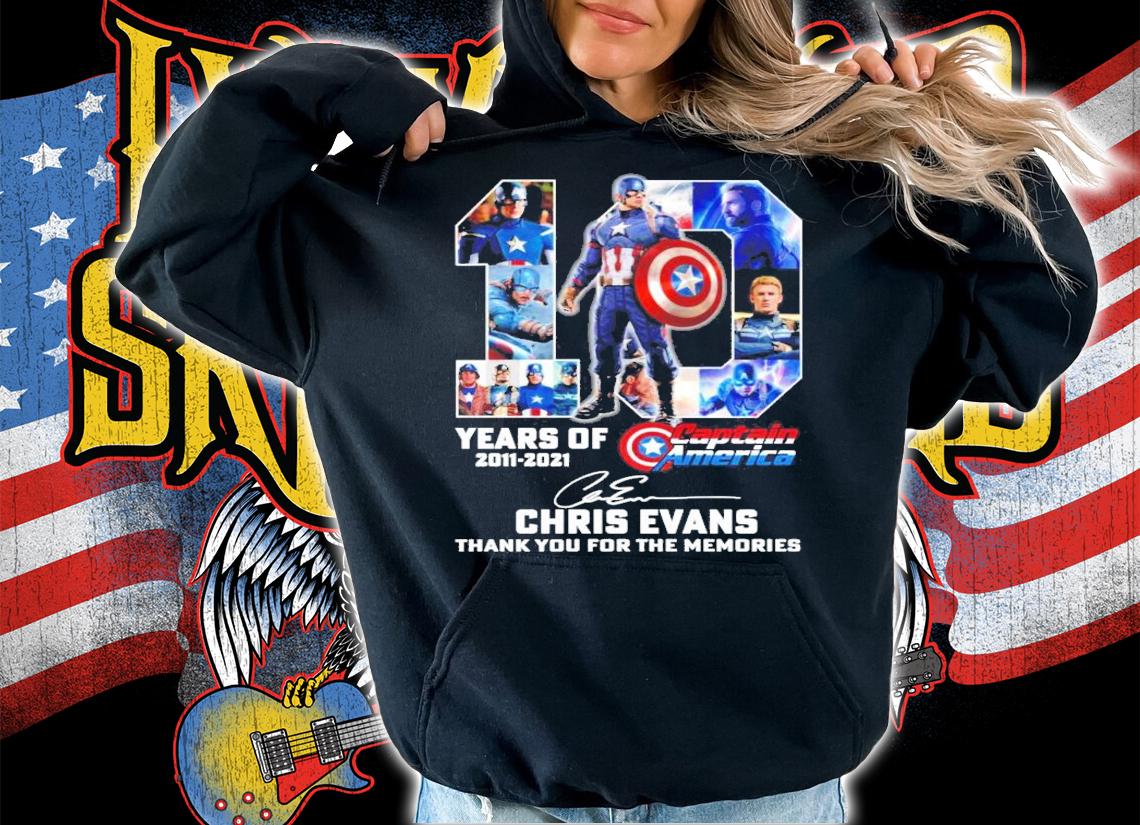 10 years 2011 2021 Captain America Chris Evans Signatures Thank You For The Memories t-shirt