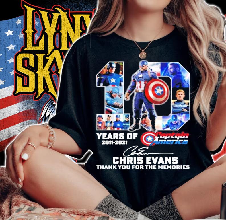 10 years 2011 2021 Captain America Chris Evans Signatures Thank You For The Memories t-shirt