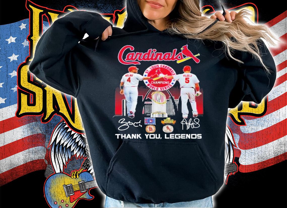 Cardinals Yadier Molina Vs Albert Pujols Signatures Thank You Legends Shirt hoodie