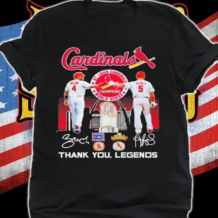 Cardinals Yadier Molina Vs Albert Pujols Signatures Thank You Legends Shirt shirt