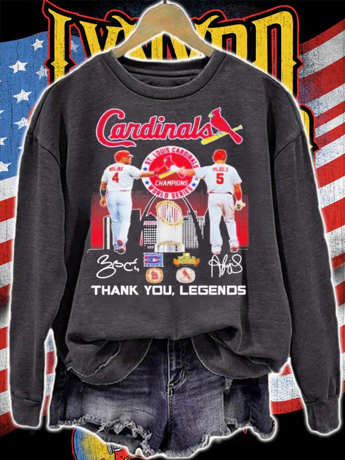 Cardinals Yadier Molina Vs Albert Pujols Signatures Thank You Legends Shirt sweatshirt