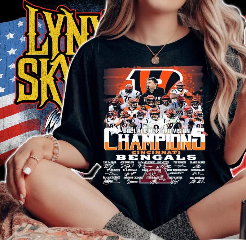 Cincinnati Bengals Champions 2021 Afc North Division Signature T-Shirt woman shirt