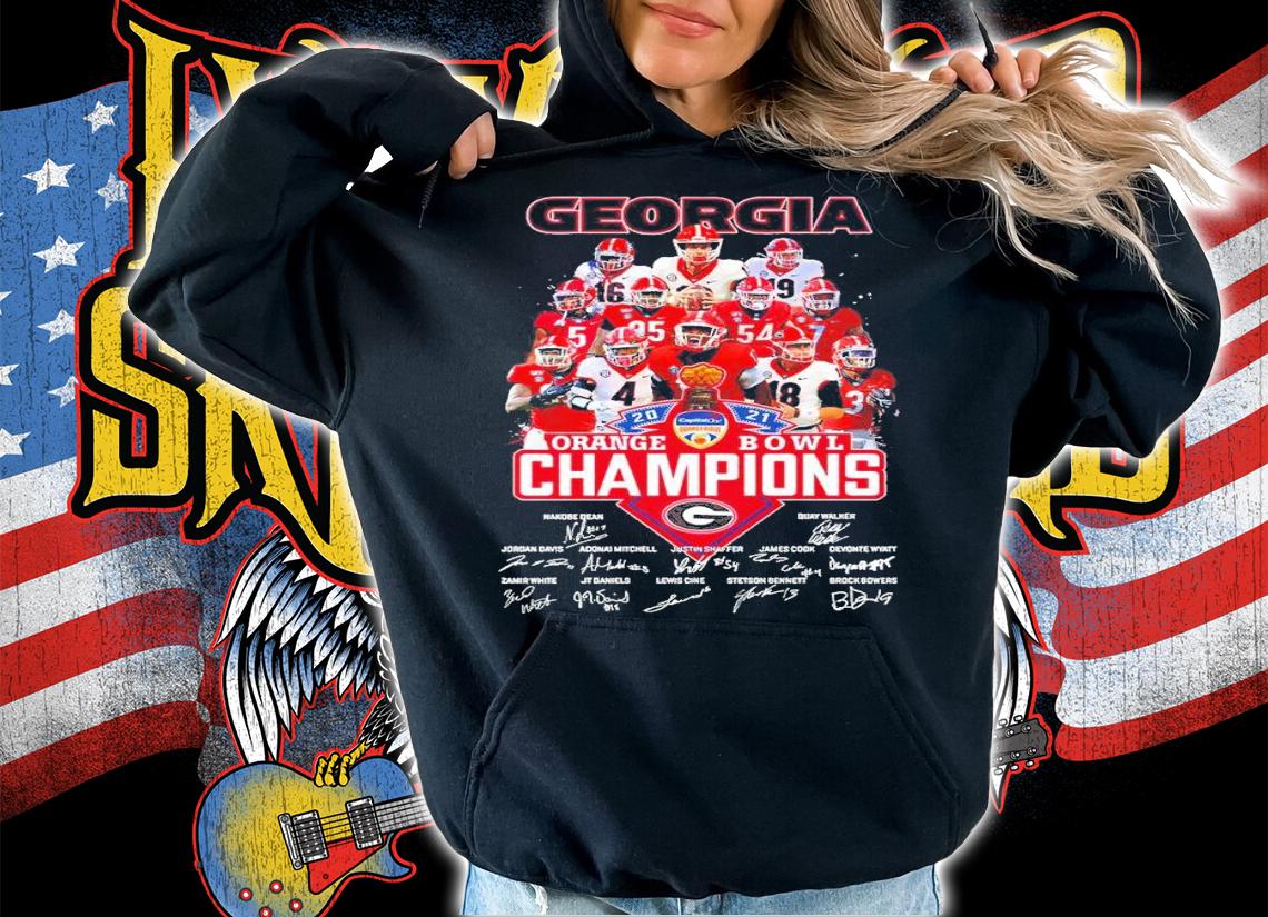 Georgia Bulldogs 2021 Orange Bowl Champions Signatures Shirt