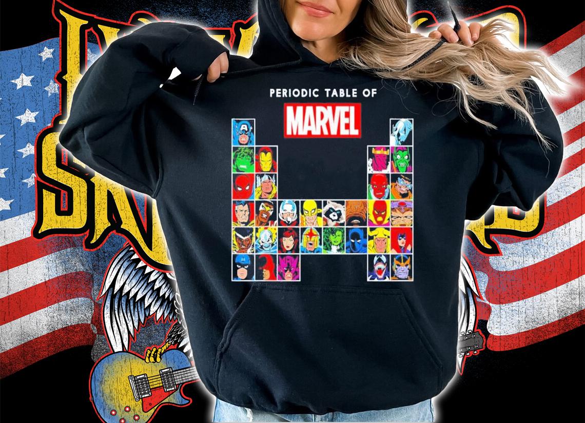Marvel Periodic Table Of Heroes And Villains Retro Shirt hoodie