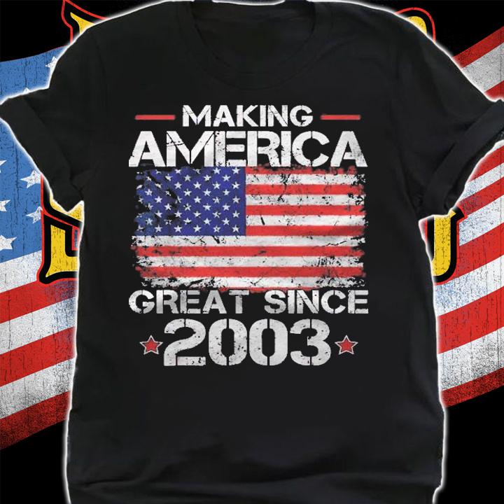 Retro 18Th Bday Making America Great Since 2003 Boy Girl Shirt