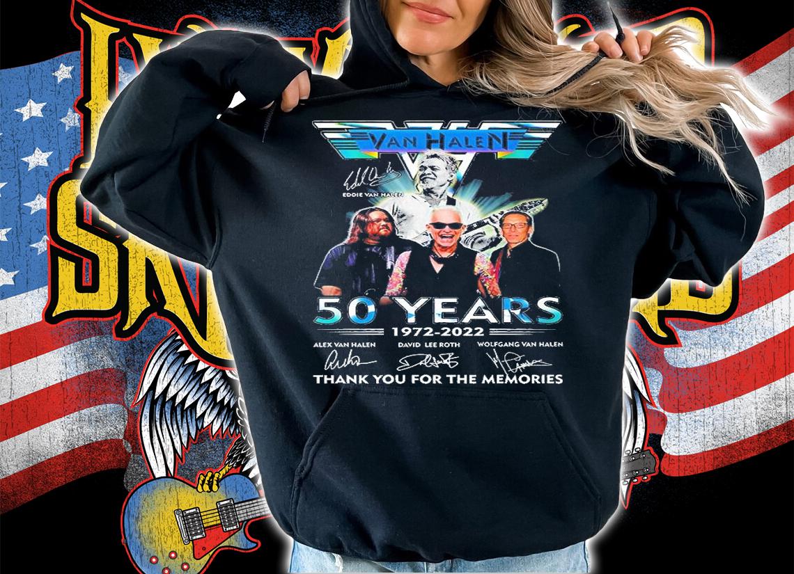 Van Halen 50 Years 1972 2022 Thank You For The Memories Signature T-Shirt hoodie