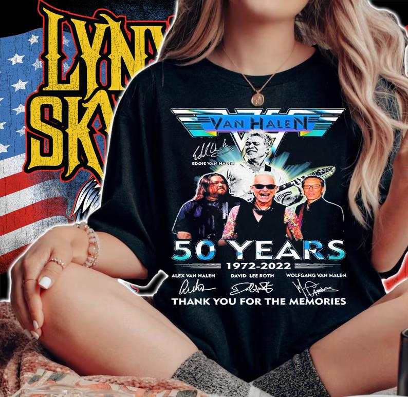Van Halen 50 Years 1972 2022 Thank You For The Memories Signature T-Shirt woman shirt