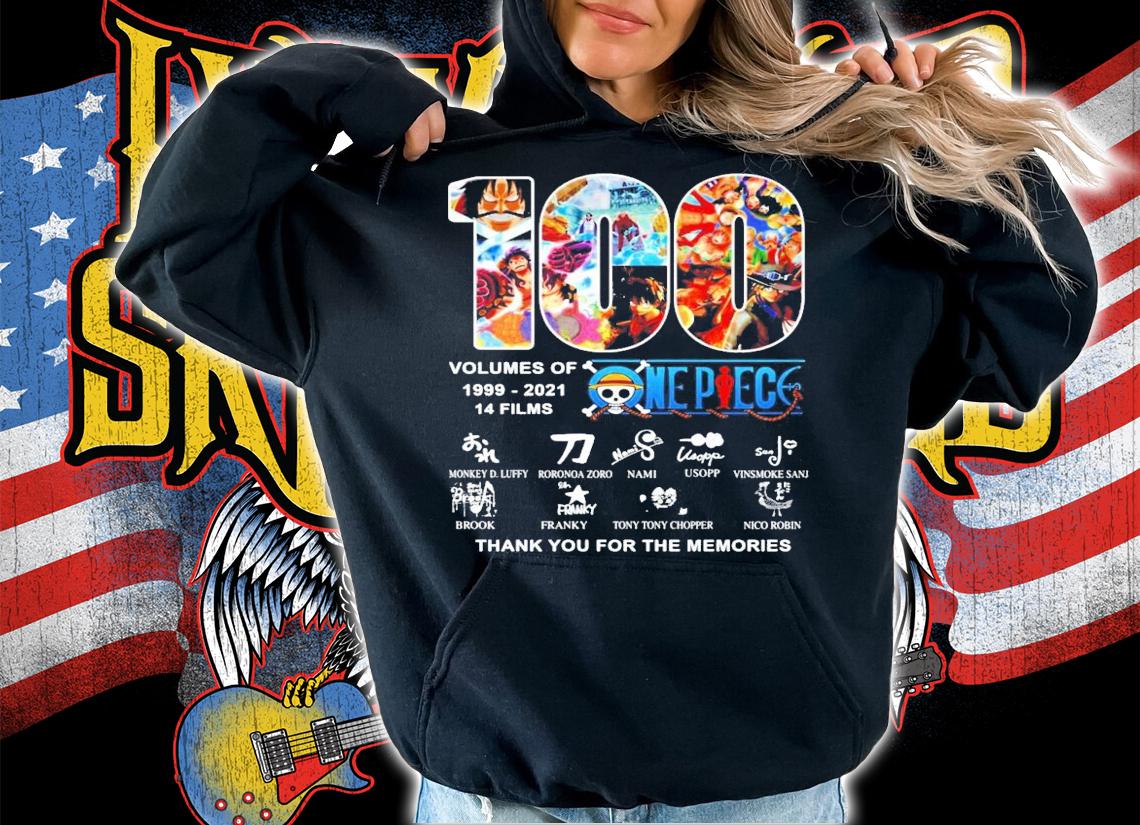 100 Volumes of 1999-2021 One Piece thank you for the memories shirt hoodie