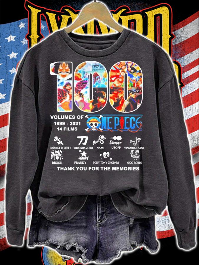 100 Volumes of 1999-2021 One Piece thank you for the memories shirt sweatshirt