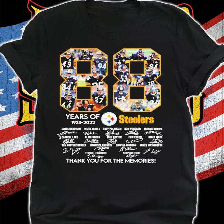 88 years of 1933-2022 Pittsburgh Steelers signatures shirt