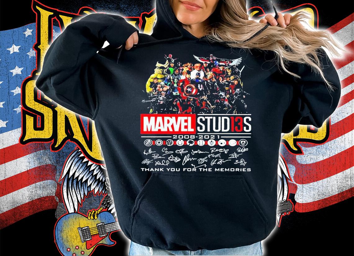 Avengers Marvel Studios 2008-2021 signatures thank You for the memories T-shirt hoodie