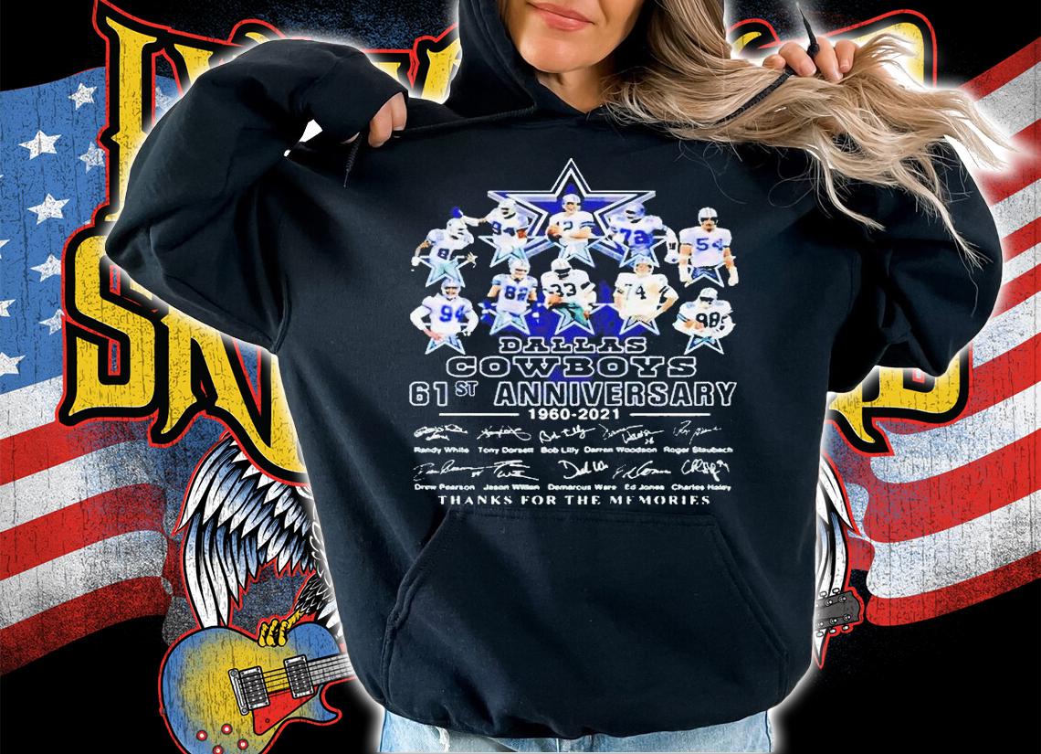Dallas Cowboys 61st anniversary 1960-2021 thanks for the memories signatures T-shirt hoodie