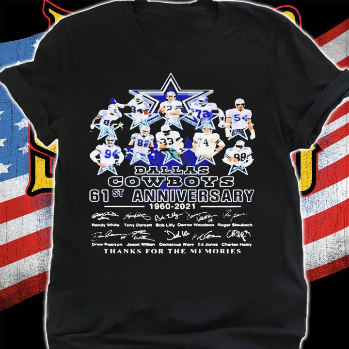 Dallas Cowboys 61st anniversary 1960-2021 thanks for the memories signatures T-shirt shirt