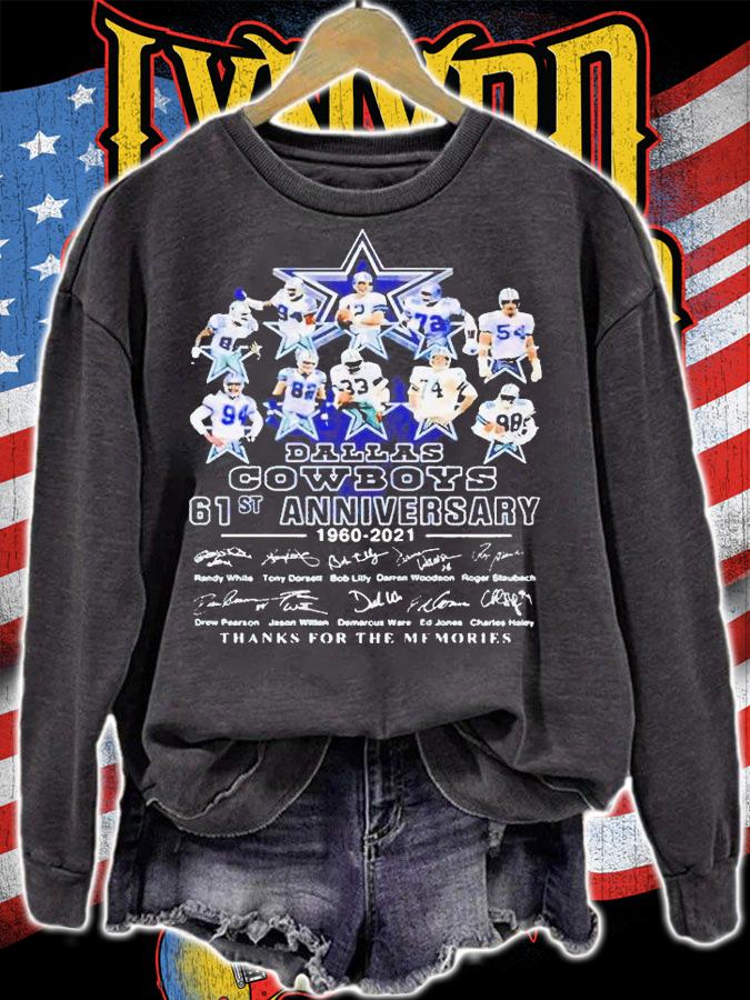 Dallas Cowboys 61st anniversary 1960-2021 thanks for the memories signatures T-shirt sweatshirt