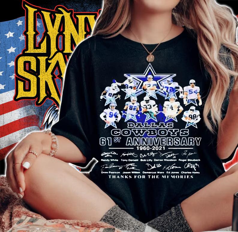 Dallas Cowboys 61st anniversary 1960-2021 thanks for the memories signatures T-shirt woman shirt