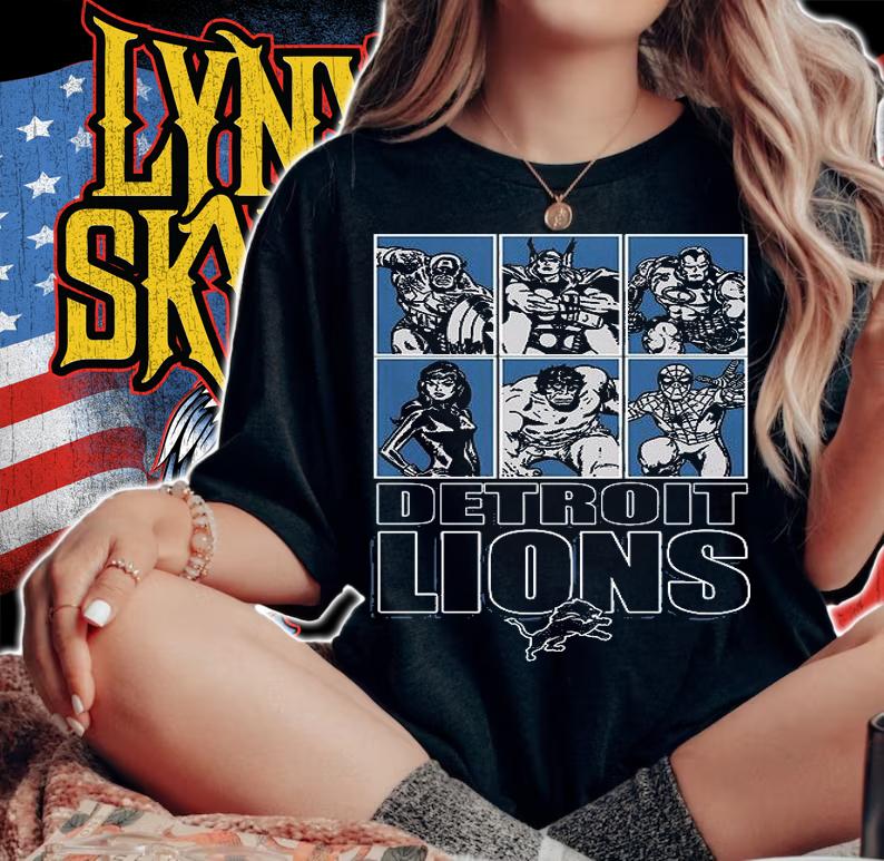 Detroit Lions Disney Marvel Avengers Line-Up shirt