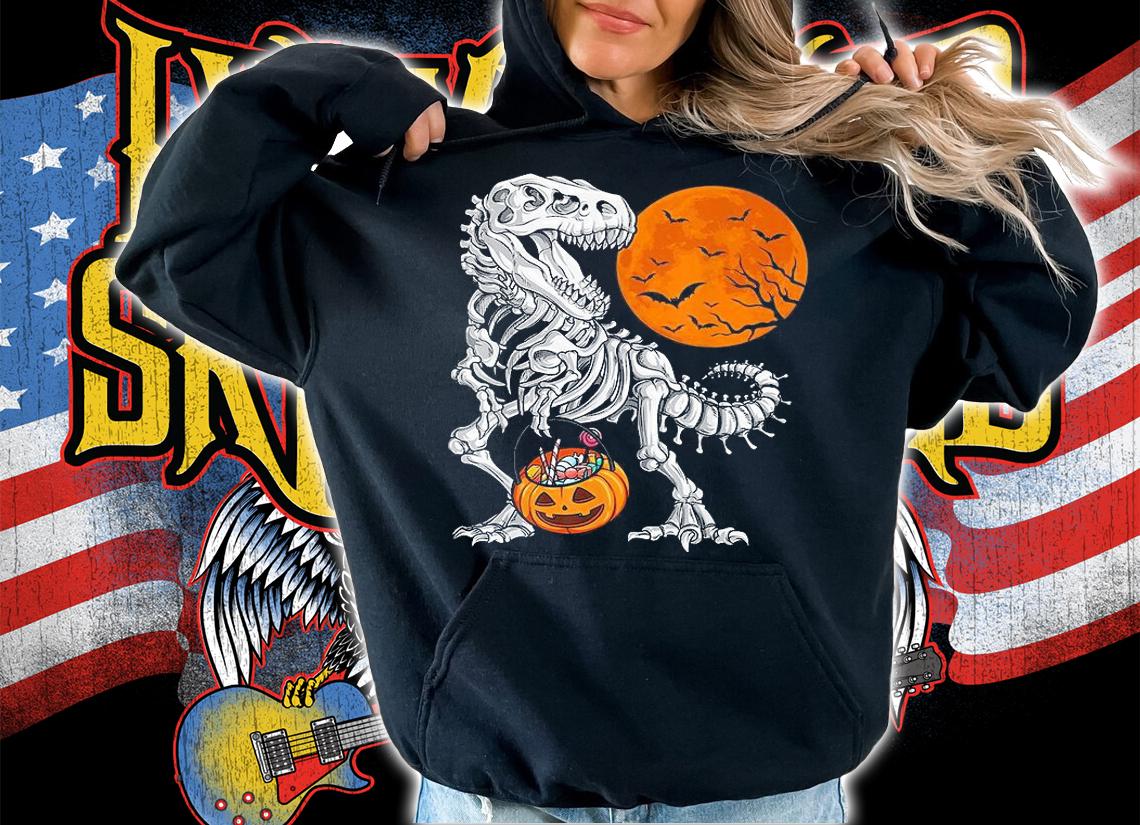 Halloween Dinosaur Skeleton T-Rex scary T-shirt