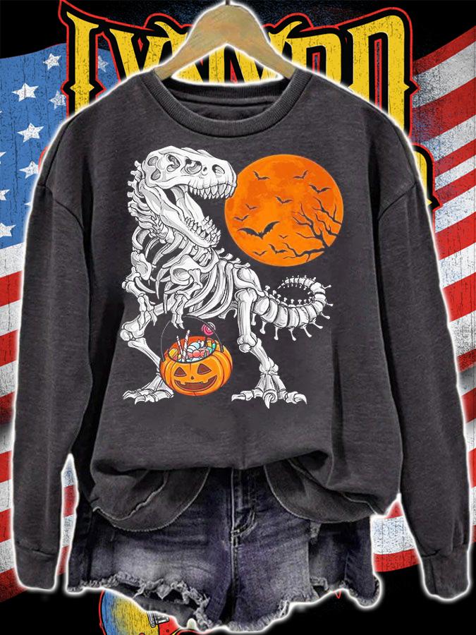 Halloween Dinosaur Skeleton T-Rex scary T-shirt