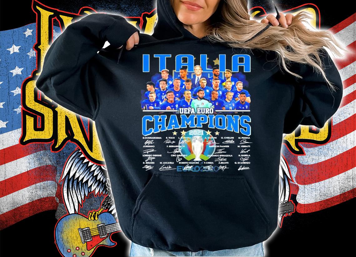 ITALIA UEFA EURO Champions 2021 all team signatures shirt hoodie