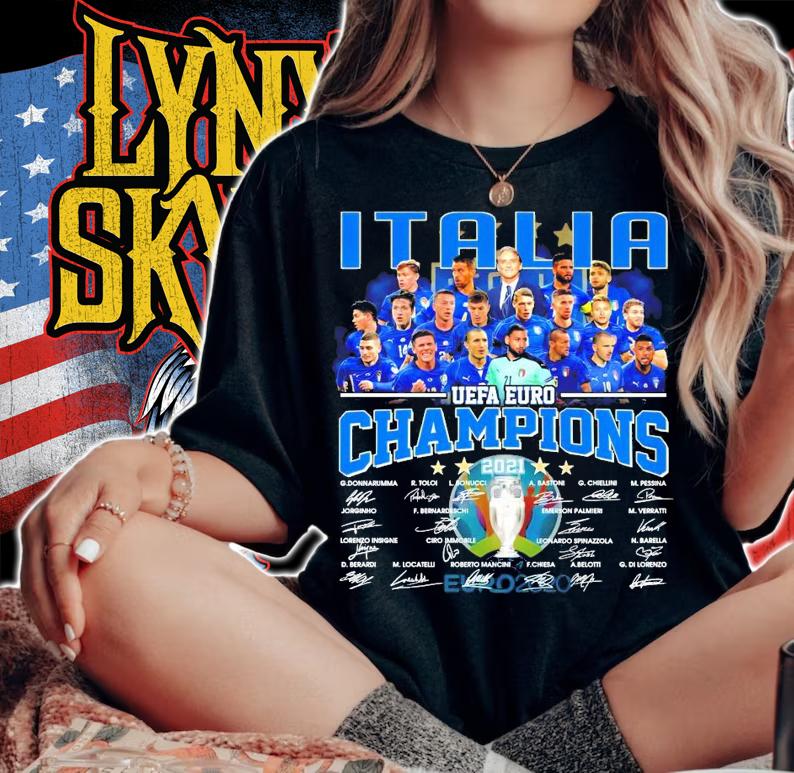 ITALIA UEFA EURO Champions 2021 all team signatures shirt woman shirt