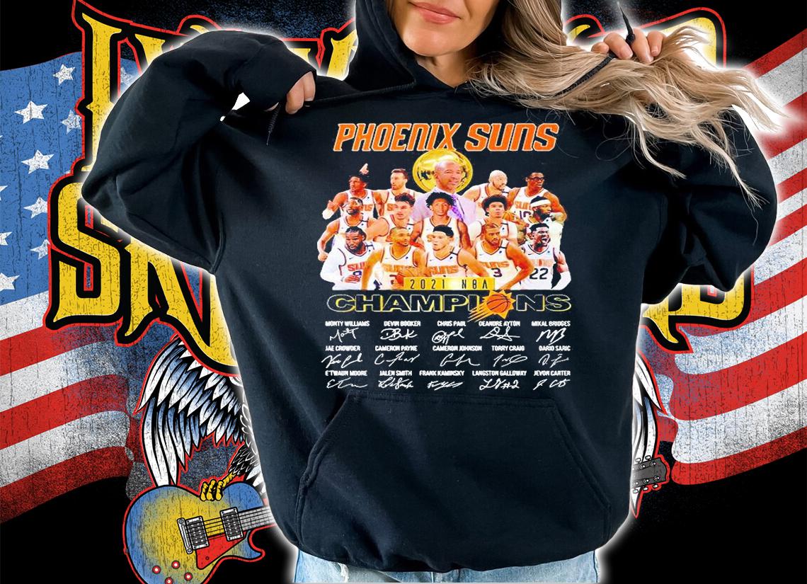 Phoenix Suns 2021 NBA Champions all signature T-shirts, hoodie and sweatshirt hoodie