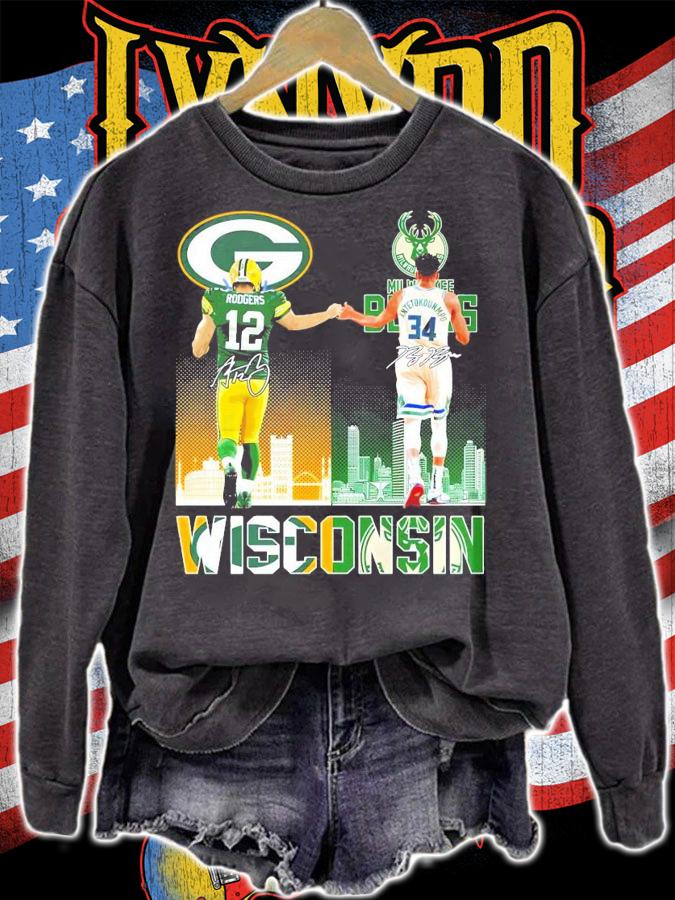Wisconsin Rodgers vs Antetokounmpo signature shirt