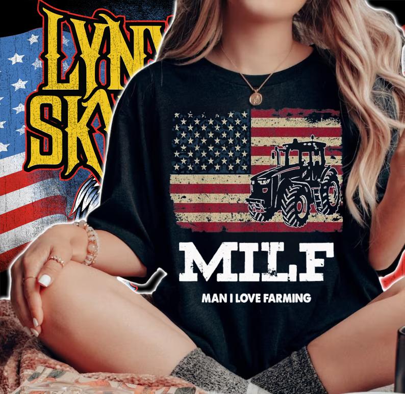 American Flag milf man I love farming shirt