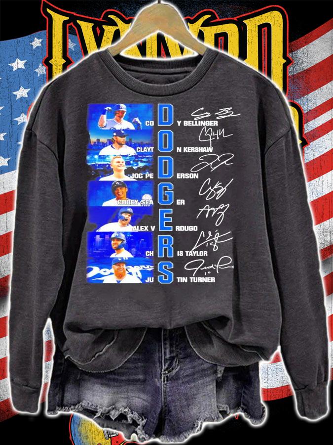 Dodgers team player signatures shirt sweatshirt