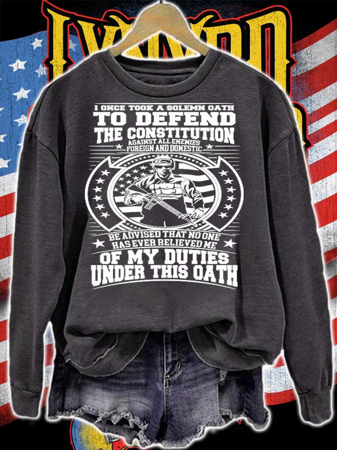 I Once Took A Solemn Oath To Defend The Constitution Military USA Flag T-Shirt sweatshirt