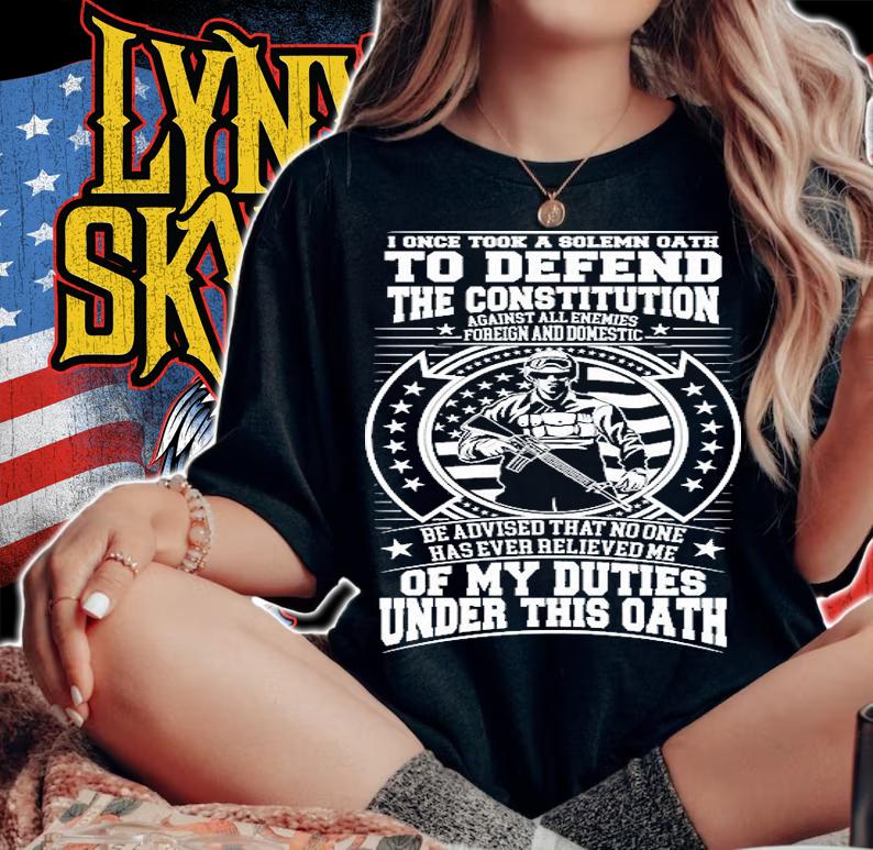 I Once Took A Solemn Oath To Defend The Constitution Military USA Flag T-Shirt woman shirt