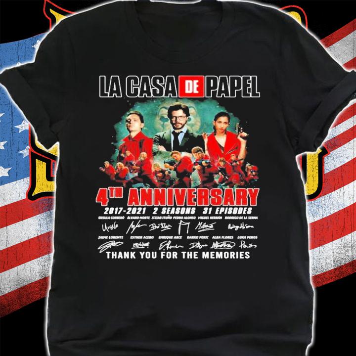 LA Casa De Papel 4th anniversary 2017-2021 signatures t-shirt