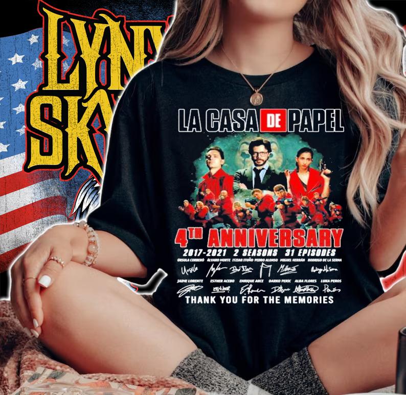 LA Casa De Papel 4th anniversary 2017-2021 signatures t-shirt