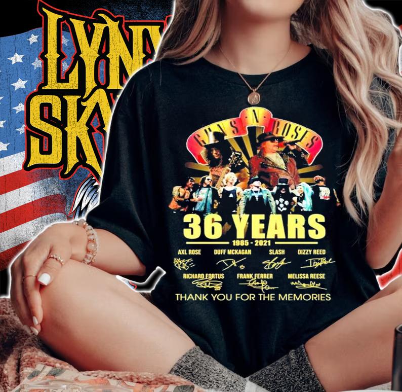 36 years 1985-2021 Gun N Roses signatures shirt woman shirt