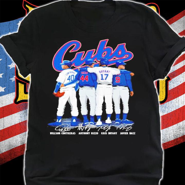 Cubs Willson Contreras Anthony Rizzo Kris Bryant Javier Baez signatures shirt shirt