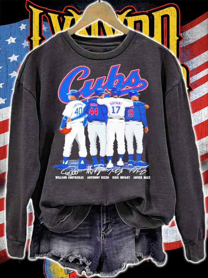 Cubs Willson Contreras Anthony Rizzo Kris Bryant Javier Baez signatures shirt sweatshirt